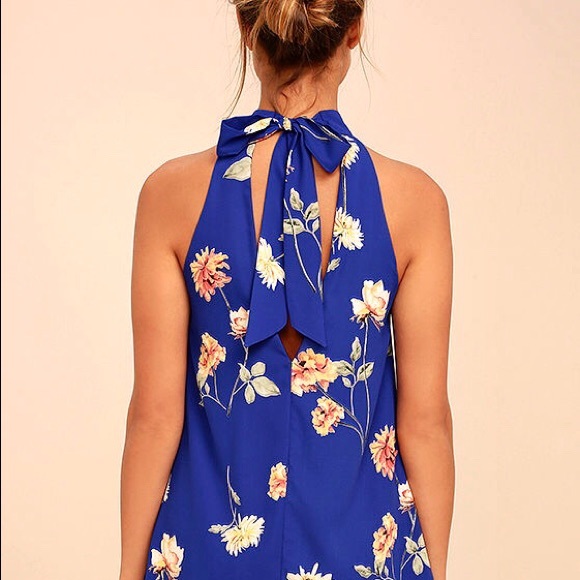 🌸 “Flower Power” Halter Bow Tie Print Swing Dress - Picture 14 of 16